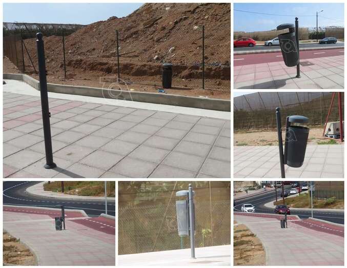 Estado en que han quedado los recipientes dañados por el vandalismo/TA.